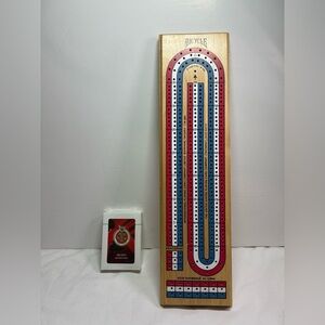 Bicycle Cribbage Board with pegs and deck of cards